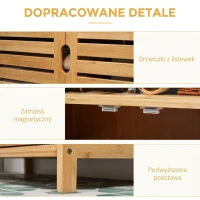 kleankin Szafka łazienkowa, komoda z lamelowymi drzwiami, regał łazienkowy, bambusowy, naturalne drewno(m-6)