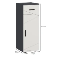 kleankin Mobiletto Bagno in Truciolato con Cassetto e Armadietto a 2 Livelli Regolabili, 30x30x82 cm, Grigio(m-3)