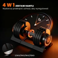 SPORTNOW Regulowana pojedyncza hantla, 6/11/16/20 kg z tacką, z antypoślizgowymi uchwytami, czarna(m-4)