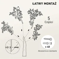 HOMCOM Wieszak ścienny, Wieszak na płaszcze montowany na ścianie, Design drzewa z ptakami, Czarny(m-6)