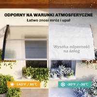 Daszek Outsunny do drzwi wejściowych, zadaszenie 90 x 150 cm, dach z poliwęglanu, półkolisty daszek z ochroną UV, ochrona przed słońcem i deszczem na zewnątrz, Biały(m-6)