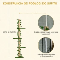 PawHut Drapak dla kota, wysoki, regulowana wysokość 202-242 cm(m-5)