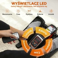 SPORTNOW Elektryczny trener eliptyczny, urządzenie pedałowe z 12 regulowanymi prędkościami, przenośny, lekki, pilot, monitor LED, stal, tworzywo sztuczne, czarny(m-5)