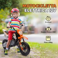 AIYAPLAY Moto Elettrica per Bambini con Rotelle Rimovibili, Sospensioni, Suoni e Indicatore di Carica, Arancione(m-6)
