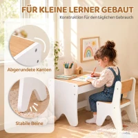 AIYAPLAY Kinder tafel- en stoelset, 2-delig met lade, voor tekenen, wit(m-4)