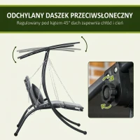 Huśtawka ogrodowa z poduszkami, regulowany daszek, stalowa(m-5)
