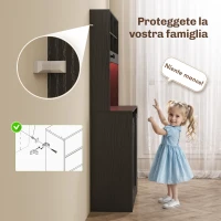 HOMCOM Credenza da Cucina Alta Stile Rustico con 2 Armadietti, Portabottiglie, Prese di Ricarica e Luci LED, Nero(m-8)