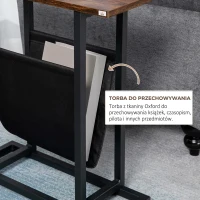 HOMCOM Stolik boczny z tkaniną, stół kawowy, ciemny brąz(m-5)
