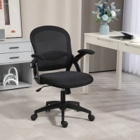 Vinsetto Sedia da Ufficio Ergonomica con Schienale a Rete e Altezza Regolabile, 65.5x61.5x88-97.5cm, Nero(m-2)