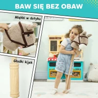Konik na biegunach AIYAPLAY dla dzieci z dźwiękiem, kołami, drewnianym drążkiem, idealny na imprezy cosplay, dla dzieci 24+ miesięcy, szary(m-5)