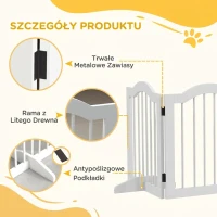 PawHut Bramka dla psów, 5 paneli, składana, elastyczna, Drewno lite/MDF, 254,5x29,5x61 cm, Biała(m-6)