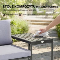 Outsunny 3-częściowy zestaw mebli balkonowych: 2 fotele ze stolikiem, zdejmowane poduszki na siedzisko i oparcie, oddychające pokrowce, szary(m-6)