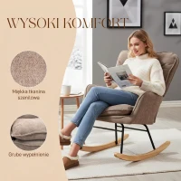 Fotel bujany z chenille, brązowy, do sypialni, wygodny(m-6)