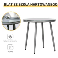 Outsunny 3-częściowy zestaw bistro rattanowy, zgrupowanie siedzeń, zestaw ogrodowy z 2 krzesłami ogrodowymi, stolik kawowy, zestaw mebli balkonowych dla ogrodu, tarasu, stal, szary(m-7)