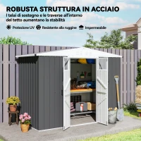 Outsunny Capanno da Giardino Porta Attrezzi in Acciaio Zincato con 2 Porte, 246x117x180 cm, Grigio Scuro(m-6)