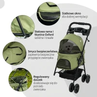 Wózek dla psa i kota, zielony, dla małych zwierząt(m-6)
