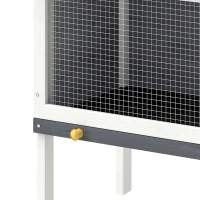 PawHut Conejera de Madera, Jaula para Conejos Medianos con Techo Asfáltico Abatible Bandeja Extraíble Puerta con Pestillo Gris(m-12)