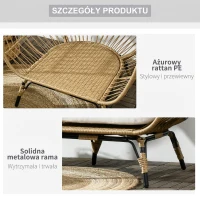 Fotel rattanowy z poduszką, metalowa konstrukcja, ogrodowy(m-7)