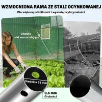Outsunny Szklarnia 3 x 2 x 2 m tunel foliowy z zamykanymi drzwiami na zawiasach, 6 zwijanych okien z siatką, wspornikami(m-7)
