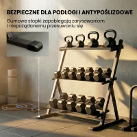 SPORTNOW Regulowany Trójpoziomowy Stojak na Hantle Max. 200 kg Antypoślizgowy Stojak na Krótkie Hantle z Regulowanymi Poprzeczkami(m-7)