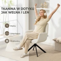 HOMCOM Fotel tapicerowany, fotel akcentowy, nowoczesny design, obrotowy, do 120 kg, Kremowy(m-6)