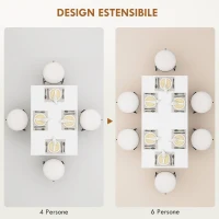 HOMCOM Tavolo da Pranzo Allungabile per 4-6 Persone con Pannelli a Ribalta, in Legno, 120-160x80x78 cm, Bianco(m-4)