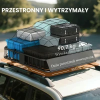 HOMCOM Bagażnik dachowy dla samochodów, kosz na dach, 90,7 kg nośności, bagażnik z osłoną przeciwwietrzną, stalowe rury, czarny(m-4)