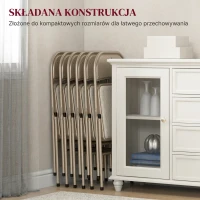 HOMCOM Zestaw 6 składanych krzeseł, przenośne biurowe krzesła, stalowe nogi, składany fotel do biura, recepcji, poczekalni, wygląd lnu Beżowy(m-6)