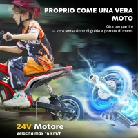 HOMCOM Moto Elettrica per Bambini con Acceleratore Manuale, 2 Velocità 8-16km/h, Età 8-12 Anni, Rosso(m-5)