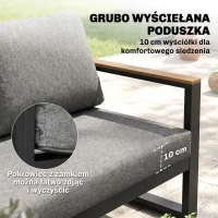 Outsunny Zestaw mebli ogrodowych 5-częściowy, zestaw mebli ogrodowych z narożnikiem, dwuosobową sofą, stolikiem kawowym, zestaw mebli balkonowych z poduszkami, zestaw wypoczynkowy, szary(m-5)