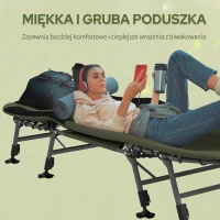 Outsunny Łóżko Polowe do Kempingu, 200 x 85 x 40-55 cm, Zielone(m-5)