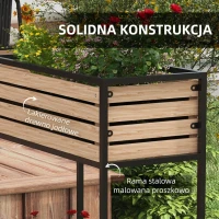Outsunny Skrzynka na Kwiaty Podwyższony Grząd, Odporny na Warunki Atmosferyczne, 3 Skrzynki do Sadzenia, 83 cm x 39 cm x 100 cm, Naturalny + Czarny(m-7)