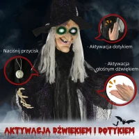 Dekoracja Halloween 183 cm, Czarownica z LED i dźwiękiem(m-6)