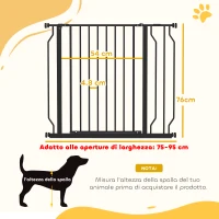 PawHut Cancelletto di Sicurezza per Cani Estensibile 75-95 cm in Acciaio e ABS, 75-95x76 cm, Nero(m-3)