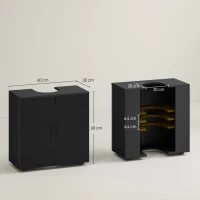 kleankin Mobile Sottolavabo Bagno per Piedistallo con Armadietto 2 Ante, 60x30x60cm, Nero(m-3)