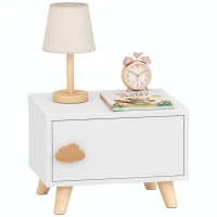 AIYAPLAY Houten kinder-nachtkastje met opbergvak, bijzettafel voor slaap- en woonkamer, wit(m-1)