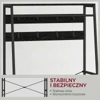 HOMCOM Wieszak na ubrania z półką na buty, 2 szuflady z materiału, garderoba z 8 haczykami, półka, wieszak na kurtki z zabezpieczeniem przeciwwypadowym, dla wejścia, korytarza, sypialni, czarny(m-7)