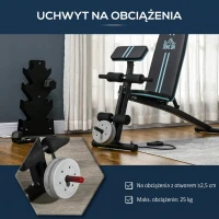 HOMCOM Ławka treningowa, składana ławka z 7-stopniową regulacją oparcia, ławka fitness do 120 kg, niebieska(m-7)