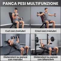 SPORTNOW Panca Palestra Pieghevole, Panca Addominali Multifunzione Inclinabile con Schienale Regolabile a 6 Livelli Nero(m-7)