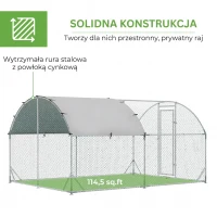 Kurnik z wolierą ze stali, 280 x 190 x 197 cm(m-6)