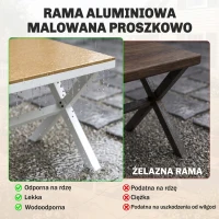 Outsunny Zestaw Mebli Ogrodowych 7-częściowy Stół z 6 Stapelowymi Krzesłami Drewnopodobne Aluminium Teak(m-4)