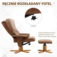 HOMCOM Fotel relaksacyjny z podnóżkiem, funkcja leżenia, TV(m-6)