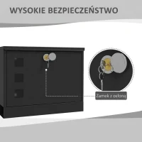 Skrzynka HOMCOM z pojemnikiem na gazety, skrzynka pocztowa z metalu z 2 kluczami, skrzynka listowa na ścianę z okienkiem, wodoodporna, 36,5 x 11,5 x 29 cm, Czarny(m-4)