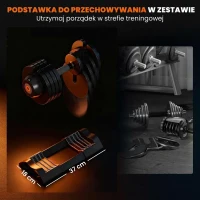 SPORTNOW Regulowana pojedyncza hantla, 6/11/16/20 kg z tacką, z antypoślizgowymi uchwytami, czarna(m-5)
