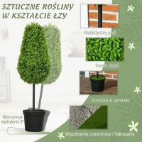 HOMCOM Set of 2 Decorative Artificial Plants, 90cm UV Resistant Faux Teardrop-Shaped Plant with Plastic Pot and Flocking, Fake Trees for Indoor Outdoor Decor, Green(m-4)