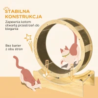 Kocie koło biegowe 91 cm z hamulcem, deska do drapania, dąb(m-5)