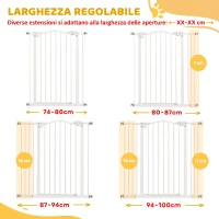 PawHut Cancelletto per Cani Estensibile con 4 Viti Regolabili, in Metallo e Plastica, 74-100x94 cm, Bianco(m-4)