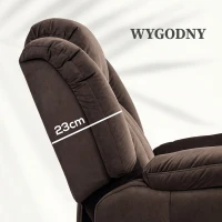 HOMCOM Fotel z funkcją pomocy przy wstawaniu, masażu i podgrzewania lędźwi, Fotel relaksacyjny z pilotami i bocznymi kieszeniami, Brązowy(m-7)