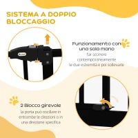 PawHut Cancelletto per Cani Estensibile con 2 Blocchi e Chiusura Automatica, in Metallo e Plastica, 74-87x78 cm, Nero(m-4)