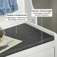 HOMCOM 2 w 1 wieszak na ubrania, wieszak na ubrania z 4 wieszakami, garderoba z ławką na buty i półkami, wieszak na ubrania z zabezpieczeniem antyprzechyleniowym, do przedpokoju, korytarza, sypialni, biały + szary(m-7)